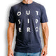 Outsider Quad Tee Men's Short Sleeve T-shirt in Navy Blue with White Logo modeled on a man