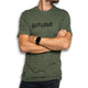 Outsider Signature Tee Men's Short Sleeve T-shirt in Green with Black Logo modeled on a man