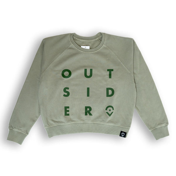 Outsider Women's Crew Neck Sweatshirt in Sage Green with Green logo